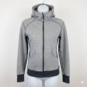 Lululemon OG Scuba Full-Zip Hoodie Heathered Grey Sweater Women's Size 4